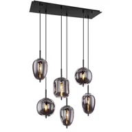 Lampy sufitowe - Globo Blacky 15345-6 lampa wisząca zwis 6x40W E14 dymiona/czarna - miniaturka - grafika 1