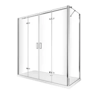 Kabiny prysznicowe - Kabina prysznicowa H 190 cm: drzwi składane + ścianka stała Easy-Clean, szkło transparentne, regulacja77,5-80 ścianka stała + drzwi 108,5-112 - miniaturka - grafika 1