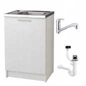 Meble kuchenne - Szafka kuchenna biała 60 slim zlew bateria syfon - miniaturka - grafika 1