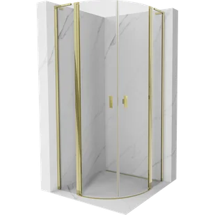 Mexen Mist L kabina prysznicowa półokrągła uchylna 80 x 80 cm, transparent, złota - 8A32L-080-080-50-00 - Kabiny prysznicowe - miniaturka - grafika 1