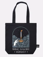 Torby i wózki na zakupy - NIOSĘ KAGANEK OŚWIATY / torba bawełniana / czarna - miniaturka - grafika 1