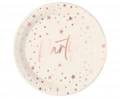 Talerzyki papierowe Rose Gold Party 23cm 8szt - Naczynia i sztućce jednorazowe - miniaturka - grafika 1