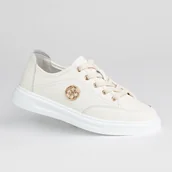 Trampki damskie - Sportowe damskie trampki skóra naturalna GOODIN GD-XF-183 beżowe lekkie 37 - miniaturka - grafika 1