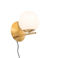 Lampy ścienne - QAZQA Kinkiet Art Deco złoty i opalowe szkło - Flore - miniaturka - grafika 1