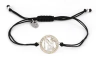 Bransoletki - Bransoletka ze znakiem zodiaku WODNIK srebrny na czarnym sznurku - miniaturka - grafika 1