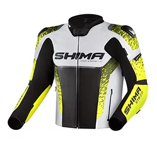 SHIMA STR 2.0 Kurtka motocyklowa, skórzana, sportowa kurtka z tyłu, łokciami, ochraniacze na ramiona, perforowana skóra, do 2-częściowego garnituru (46, fluo) - Odzież motocyklowa - miniaturka - grafika 1
