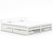 Łóżka - shumee Rama łóżka z 4 szufladami biała drewno sosnowe 180 x 200 cm - miniaturka - grafika 1