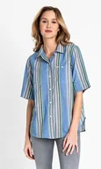 Koszule damskie - Lee Ss Shirt Damska Koszula W Paski Dipped Blue L45Dchla-S - miniaturka - grafika 1