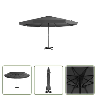 The Living Store Parasol ogrodowy na słupku aluminiowym - 500 cm - antracytowy - Parasol - Parasole ogrodowe - miniaturka - grafika 1