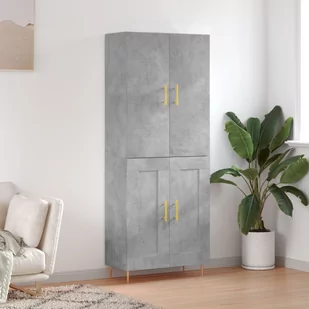 vidaXL Witrynka, szarość betonu 69,5x34x180 cm materiał drewnopochodny - Witryny - miniaturka - grafika 1