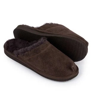 Ire Shoes Kapcie Męskie Skórzane Owcza Wełna Pantofle - Kapcie męskie - miniaturka - grafika 1