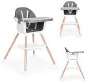Krzesełka do karmienia - BEMI KRZESEŁKO DO KARMIENIA SIEDZISKO 2w1 TACKA PASY BEZP. PODNÓŻEK SZARE - miniaturka - grafika 1
