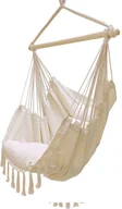 Fotele ogrodowe wiszące - Bauerkraft Huśtawka ogrodowa, fotel wiszący brazylijski z poduszkami 130kg beżowy - miniaturka - grafika 1
