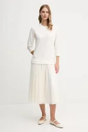 Sukienki - Joop! sukienka kolor beżowy midi rozkloszowana 30047770 - miniaturka - grafika 1