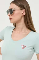 Koszulki sportowe damskie - Guess t-shirt damski kolor zielony - miniaturka - grafika 1
