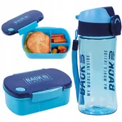 Bidony dla dzieci - BIDON + ŚNIADANIÓWKA Z DWIEMA PRZEGRÓDKAMI NIEBIESKI - miniaturka - grafika 1