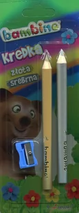 St. Majewski Kredki Bambino w oprawie drewnianej, złota + srebrna z temperówką - Kredki, ołówki, pastele i pisaki - miniaturka - grafika 2