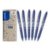 Długopisy - Zestaw wumazywalnych piór kulkowych 6x PILOT FRIXION BALL Clicker 0,7 niebieski - miniaturka - grafika 1