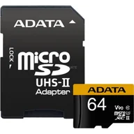 Karty pamięci - ADATA microSDXC Premier One Class 10 64GB + adapter (AUSDX64GUII3CL10-CA1) - miniaturka - grafika 1