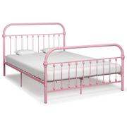 Łóżka - vidaXL Rama łóżka, różowa, metalowa, 160 x 200 cm - miniaturka - grafika 1