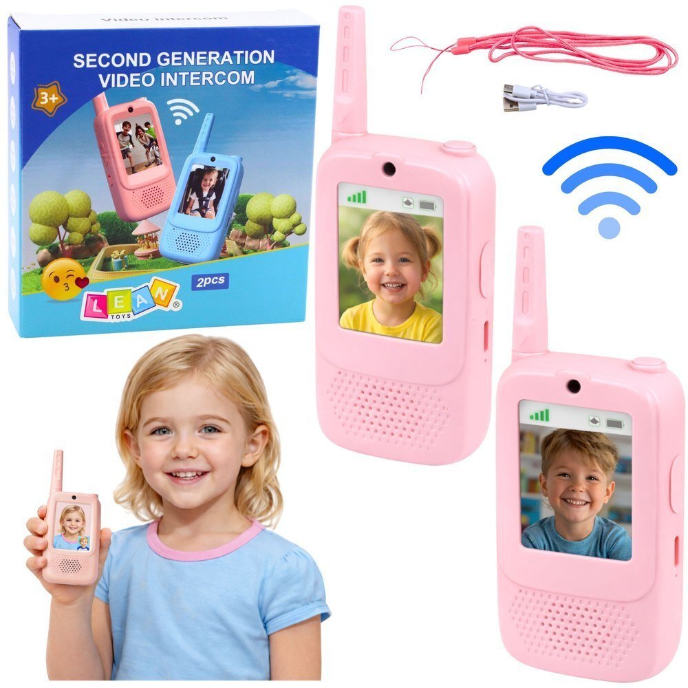 LeanToys Krótkofalówki Dla Dzieci Wideo Rozmowa Nagrywanie Aparat Różowe EDUKAMP