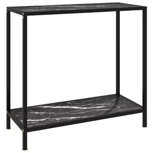 VidaXL Stolik konsolowy, czarny, 80x35x75 cm, szkło hartowane 322834 VidaXL - Ławy i stoliki kawowe - miniaturka - grafika 1