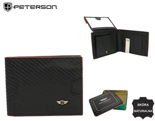 Portfele - Elegancki, skórzany portfel męski z systemem RFID — Peterson - grafika 1