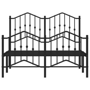 Metalowa rama łóżka z wezgłowiem i zanóżkiem, czarna, 120x200cm Lumarko! - Łóżka - miniaturka - grafika 4