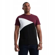 Koszulki męskie - Męski t-shirt trójkolorowy bawełniany bordowo-czarny V5 OM-TSCT-0174 S - miniaturka - grafika 1