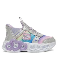 Buty dla dziewczynek - Sneakersy Skechers Infinite Heart Lights-Eternal Shimmer 303755N/SMLT Srebrny - miniaturka - grafika 1