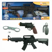 Zabawki militarne - Karabin zabawka z dźwiękiem dla dzieci Pistolet zabawkowy POLICYJNY zestaw - miniaturka - grafika 1