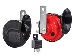 Klakson 12V 115Db, 2-Tonowy, Ślimakowy, Z Przekaźnikiem, 2 Szt. - Akcesoria motoryzacyjne - miniaturka - grafika 1