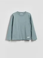 Bluzy dla chłopców - Reserved - Bawełniany longsleeve z nadrukiem - ciemny turkus - miniaturka - grafika 1