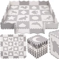 Maty piankowe - Mata edukacyjna z obrzeżem puzzle piankowe dla dzieci 150x150 cm pianka EVA szara - miniaturka - grafika 1