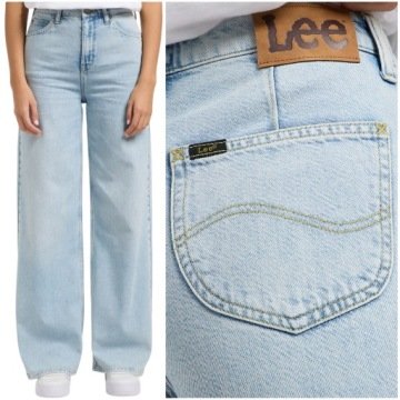 Lee Stella A Line wysokie szerokie damskie spodnie jeansowe palazzo W26 L31