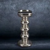 Świeczniki - Eurofirany, Świecznik dekoracyjny ze światełkami LED, srebrny, 11x25 cm - miniaturka - grafika 1