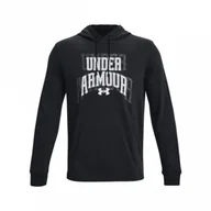 Bluzy sportowe męskie - Męska bluza dresowa nierozpinana z kapturem Under Armour UA Rival Terry Graphic HD - czarna - UNDER ARMOUR - miniaturka - grafika 1