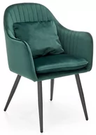 Krzesła - Krzesło z poduszką K464 velet ciemny zielony na czarnych nogach - miniaturka - grafika 1
