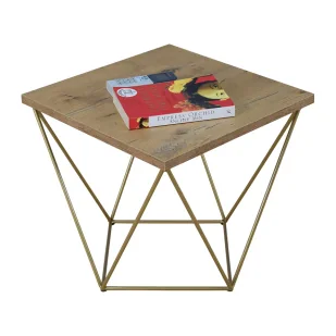 Druciany Stolik Kawowy Dąb Lancelot + Złoty W7-H42 - Ławy i stoliki kawowe Druciany Stolik Kawowy Dąb Lancelot + Złoty W7-H42 - Ławy i stoliki kawowe - miniaturka - grafika 1