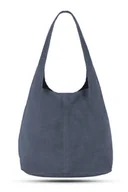 Torebki damskie - Torba Skórzana Vera Pelle Rossina Zamszowa Stalowa - miniaturka - grafika 1