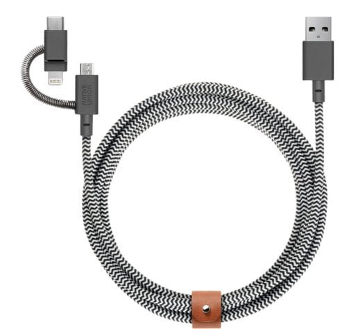 Kabel USB Native Union Belt Cable Universal - kabel USB-A - USB-C/lightning/microUSB, 2 m zebry