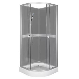 Novoterm Kabina natryskowa 80x80x210cm/4 mm z brodzikiem+bateria natryskowa ,CLASSIC szara Classic 80 Szara Gratis ECONOMICO EC 04 - Kabiny prysznicowe - miniaturka - grafika 1