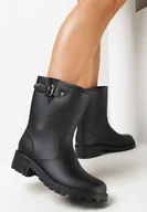 Kalosze damskie - Czarne Kalosze z Paskiem z Klamrą z Boku Foteini - miniaturka - grafika 1