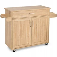 Wózki kuchenne - Wyspa kuchenna na kółkach z szufladą i drzwiczkami - miniaturka - grafika 1