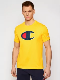Koszulki męskie - Champion T-Shirt Crewneck 214405 Żółty Comfort Fit - grafika 1