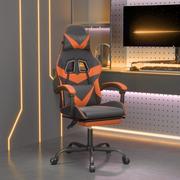 Fotele gamingowe - Lumarko Obrotowy fotel gamingowy z podnóżkiem, czarno-pomarańczowy - miniaturka - grafika 1