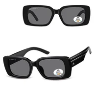 Okulary korekcyjne, oprawki, szkła - Prostokątne okulary przeciwsłoneczne z polaryzacją MP194 Czarne - miniaturka - grafika 1