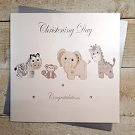 Kartki okolicznościowe i zaproszenia - białe bawełniane kartki Dzień Gratulacje, ręcznie robione duże kartki na chrzest (srebrne zabawki) - miniaturka - grafika 1