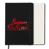 Notesy i bloczki - NOTES CZARNY Z GUMKĄ A5 LINIE NA PREZENT DLA SUPER SZEFOWEJ RED MIX WZORÓW - miniaturka - grafika 1