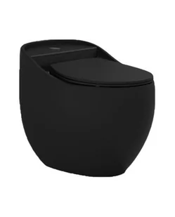 Lavita Silia Rim Black Zestaw Toaleta WC stojąca kompakt bez kołnierza + deska wolnoopadająca czarny połysk 5900378332527 - odbiór osobisty: Kraków, Warszawa - Kompakty WC - miniaturka - grafika 1